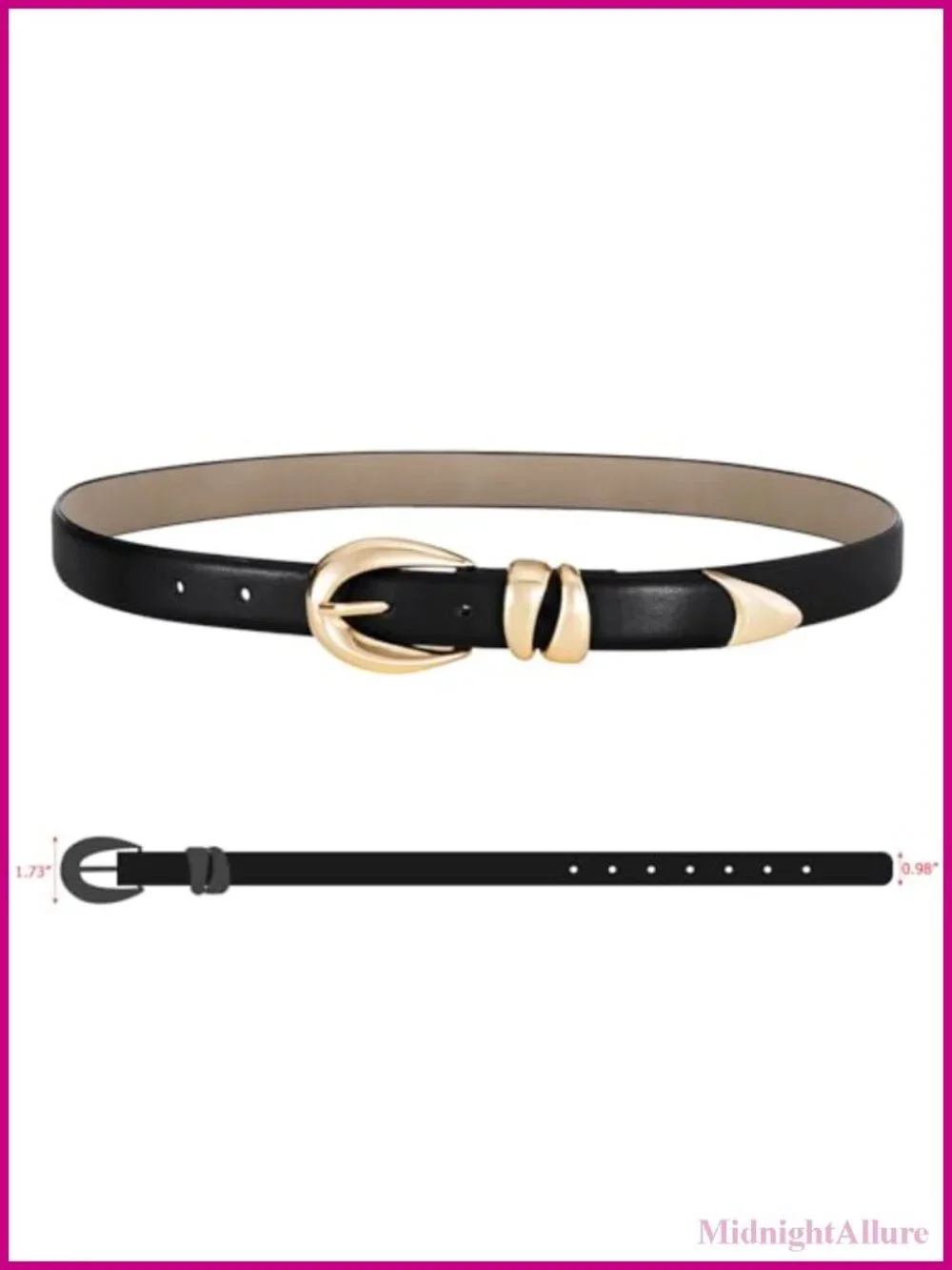 Synthetic Leather Belt for Women with Gold Buckle Stylish Adjustable Daily Wear